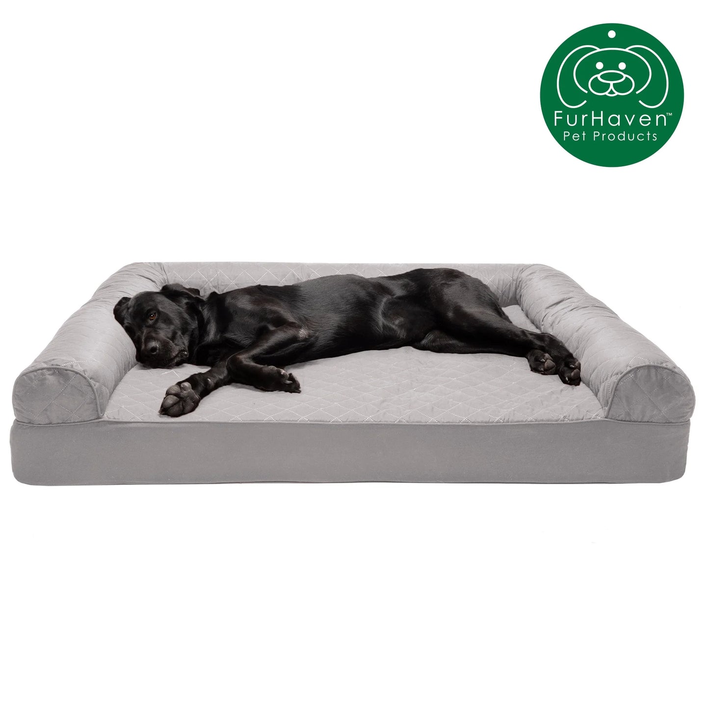 Pet Products Quilted Full Support Orthopedic Sofa Pet Bed for Dogs & Cats - Silver Gray, Jumbo Plus