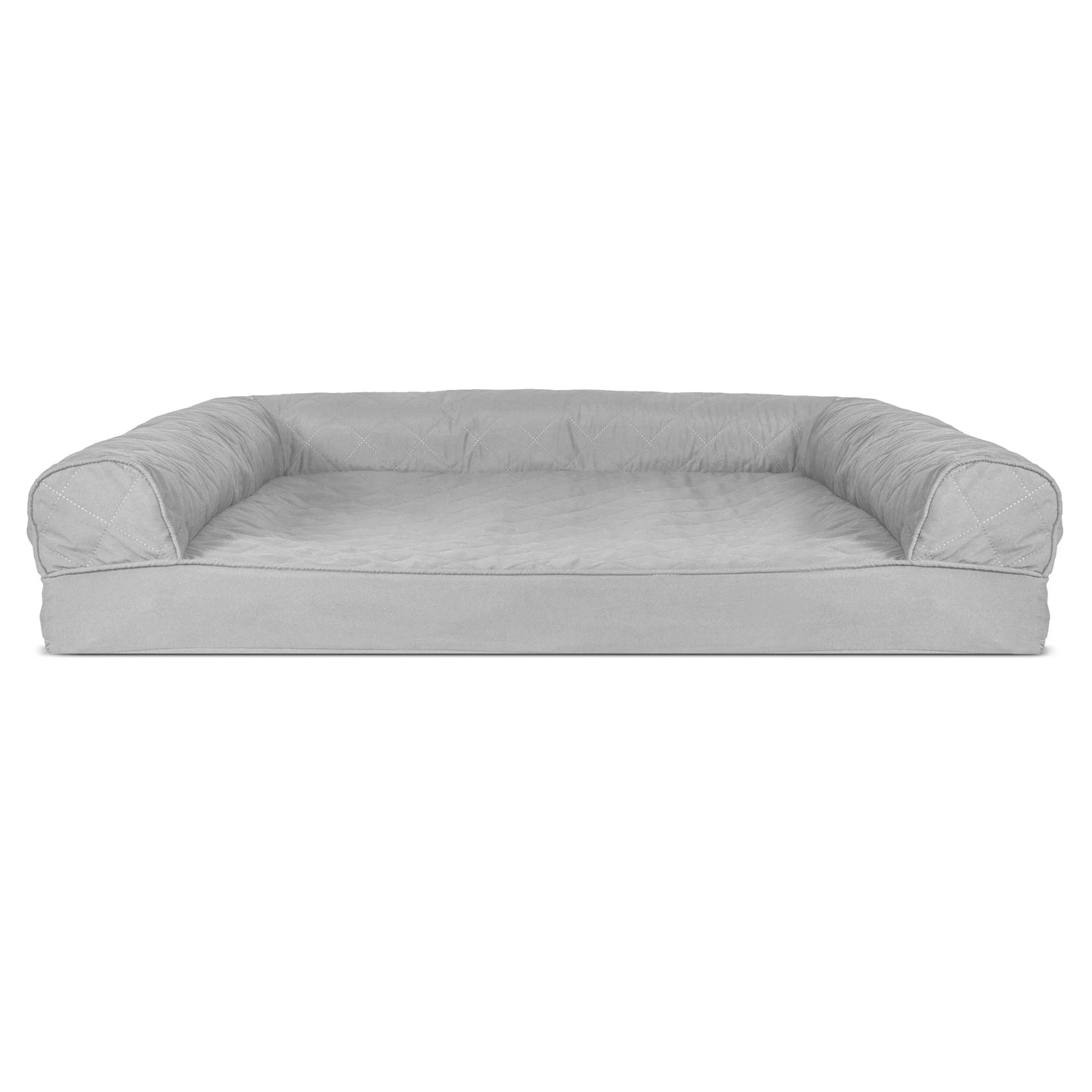 Pet Products Quilted Full Support Orthopedic Sofa Pet Bed for Dogs & Cats - Silver Gray, Jumbo Plus