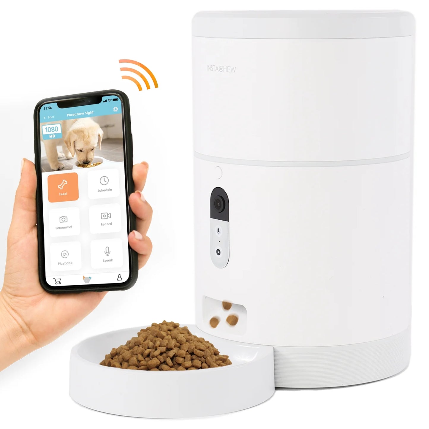 Automatic Pet Feeder with HD Camera - 4L Smart Dry Food Dispenser for Cats & Dogs, 1080P Night Vision, 2-Way Audio, App-Controlled Portion Scheduling