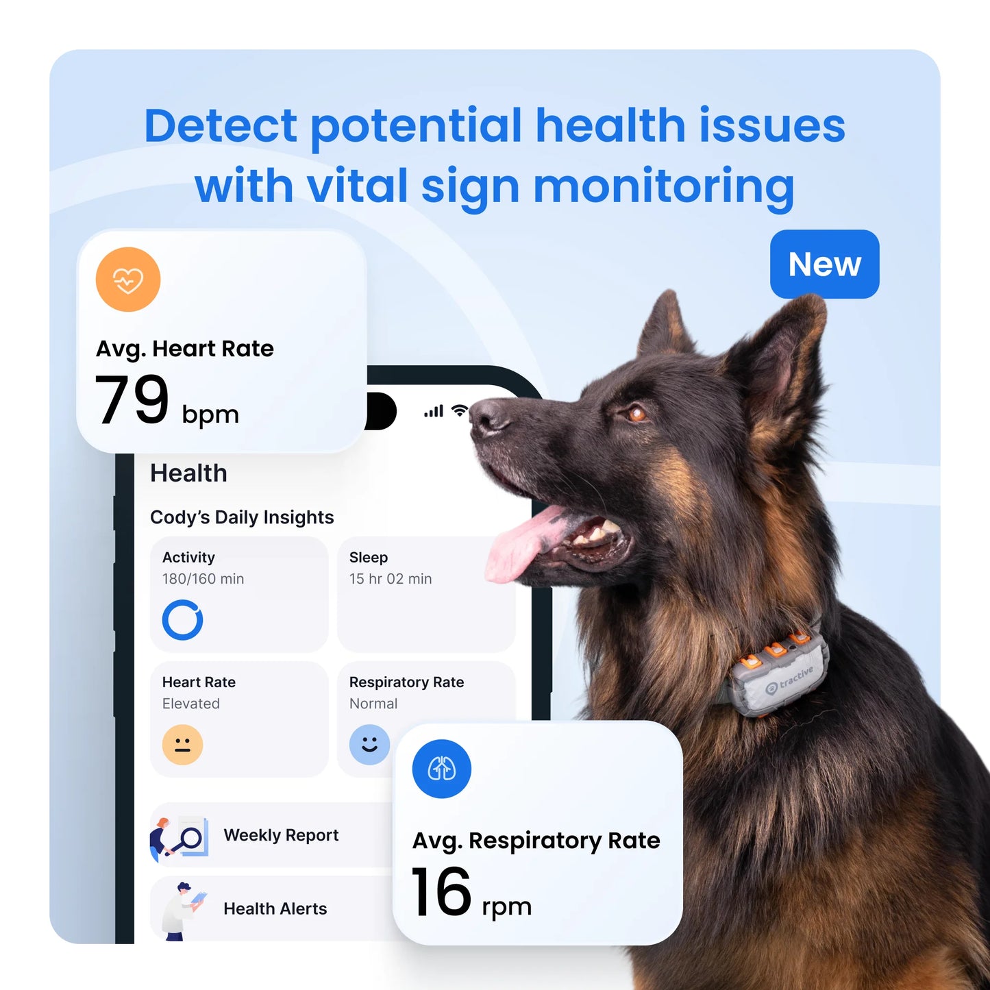 XL Smart GPS Dog Tracker (50 Lbs+) with Vital Signs Monitoring (Adventure Edition)