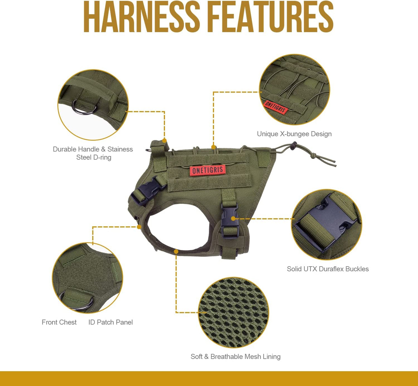 Tactical Dog Harness - Adjustable No-Pull Breathable Pet Vest with Handle for Outdoor Activities (Ranger Green, Small)