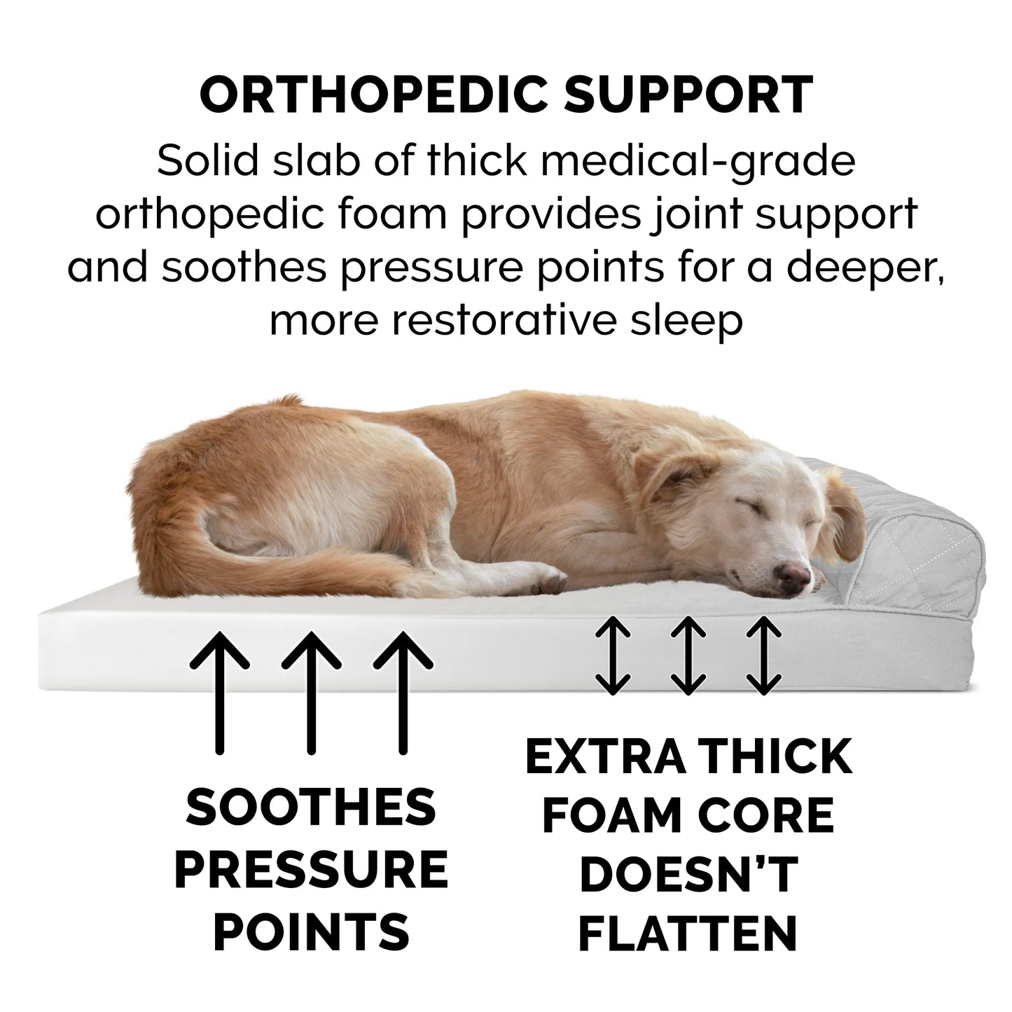 Pet Products Quilted Full Support Orthopedic Sofa Pet Bed for Dogs & Cats - Silver Gray, Jumbo Plus
