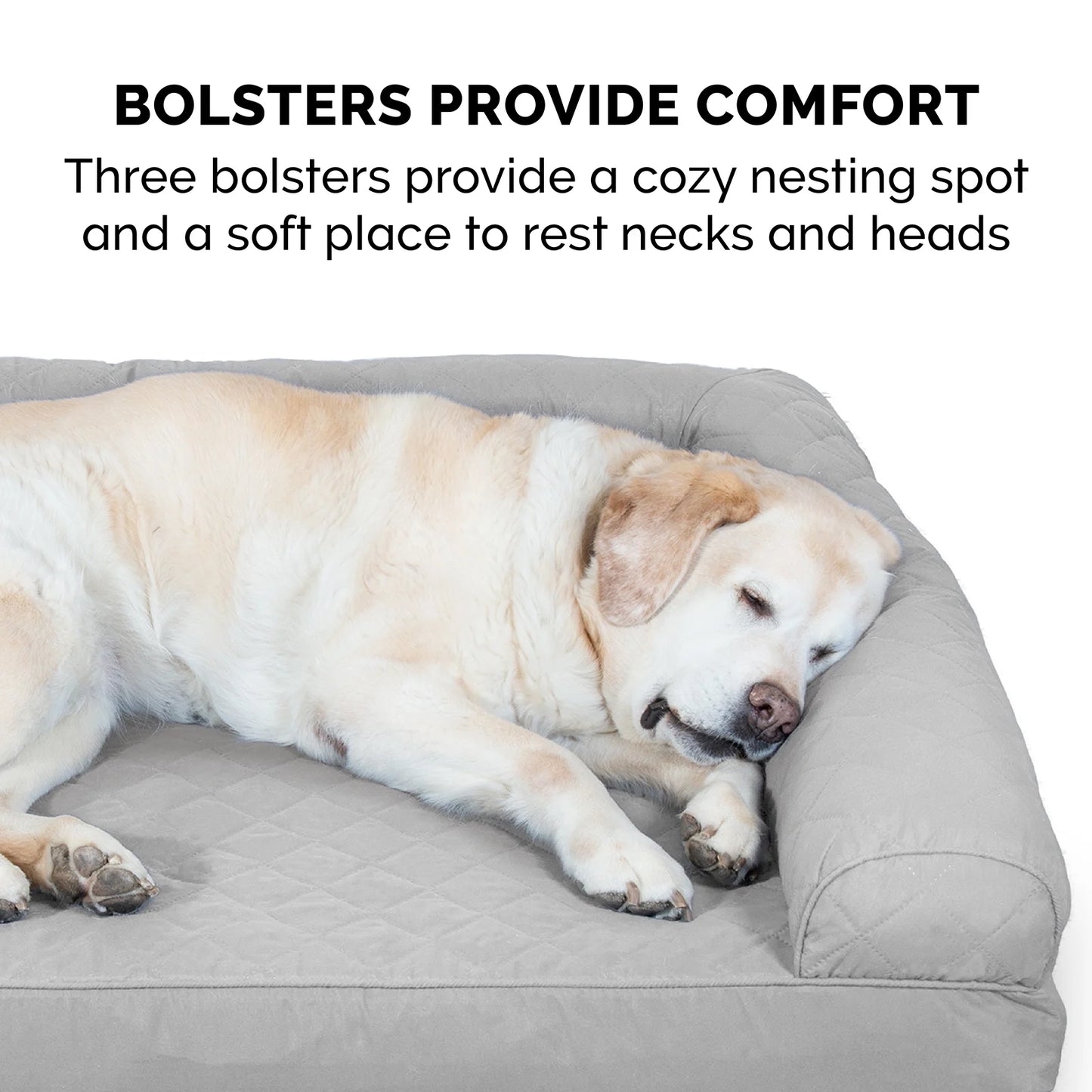 Pet Products Quilted Full Support Orthopedic Sofa Pet Bed for Dogs & Cats - Silver Gray, Jumbo Plus
