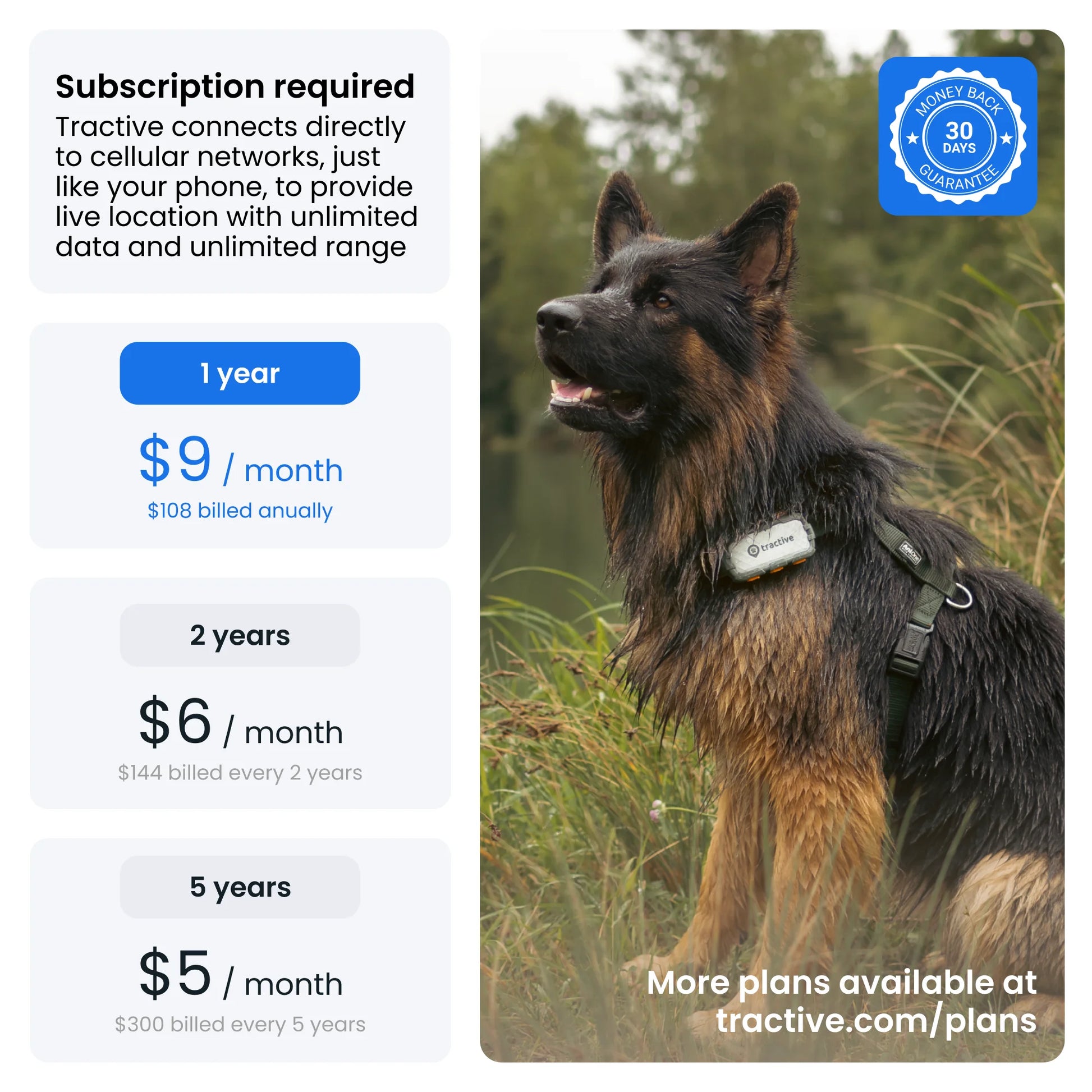 XL Smart GPS Dog Tracker (50 Lbs+) with Vital Signs Monitoring (Adventure Edition)