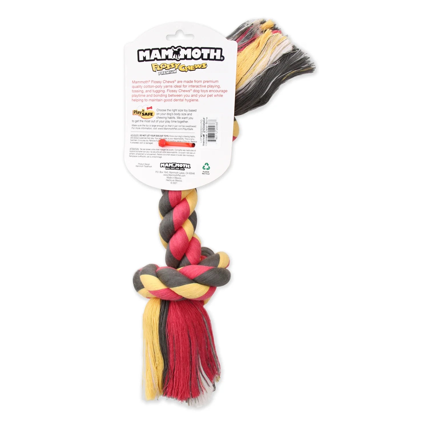 Flossy Chews Cottonblend Bone Rope Dog Toy, Colossal, 19", Assorted Colors
