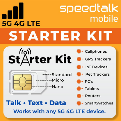 Prepaid 5G 4G LTE SIM Card Starter Kit - $5/Month Plans with Talk/Text/Data, 3-in-1 Sizes for Unlocked Smartphones, IoT, GPS Trackers, USA Nationwide Coverage
