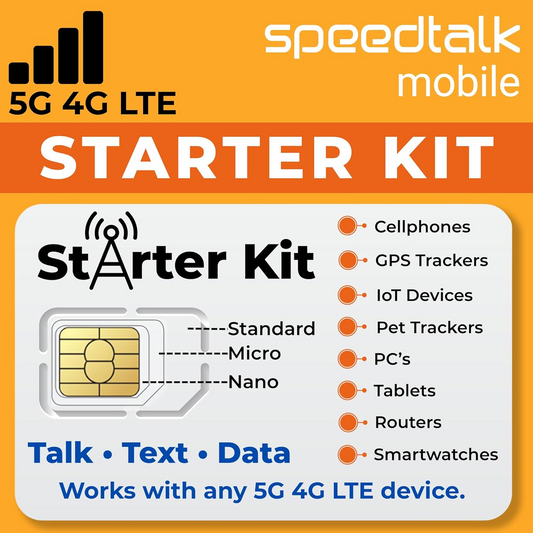 Prepaid 5G 4G LTE SIM Card Starter Kit - $5/Month Plans with Talk/Text/Data, 3-in-1 Sizes for Unlocked Smartphones, IoT, GPS Trackers, USA Nationwide Coverage