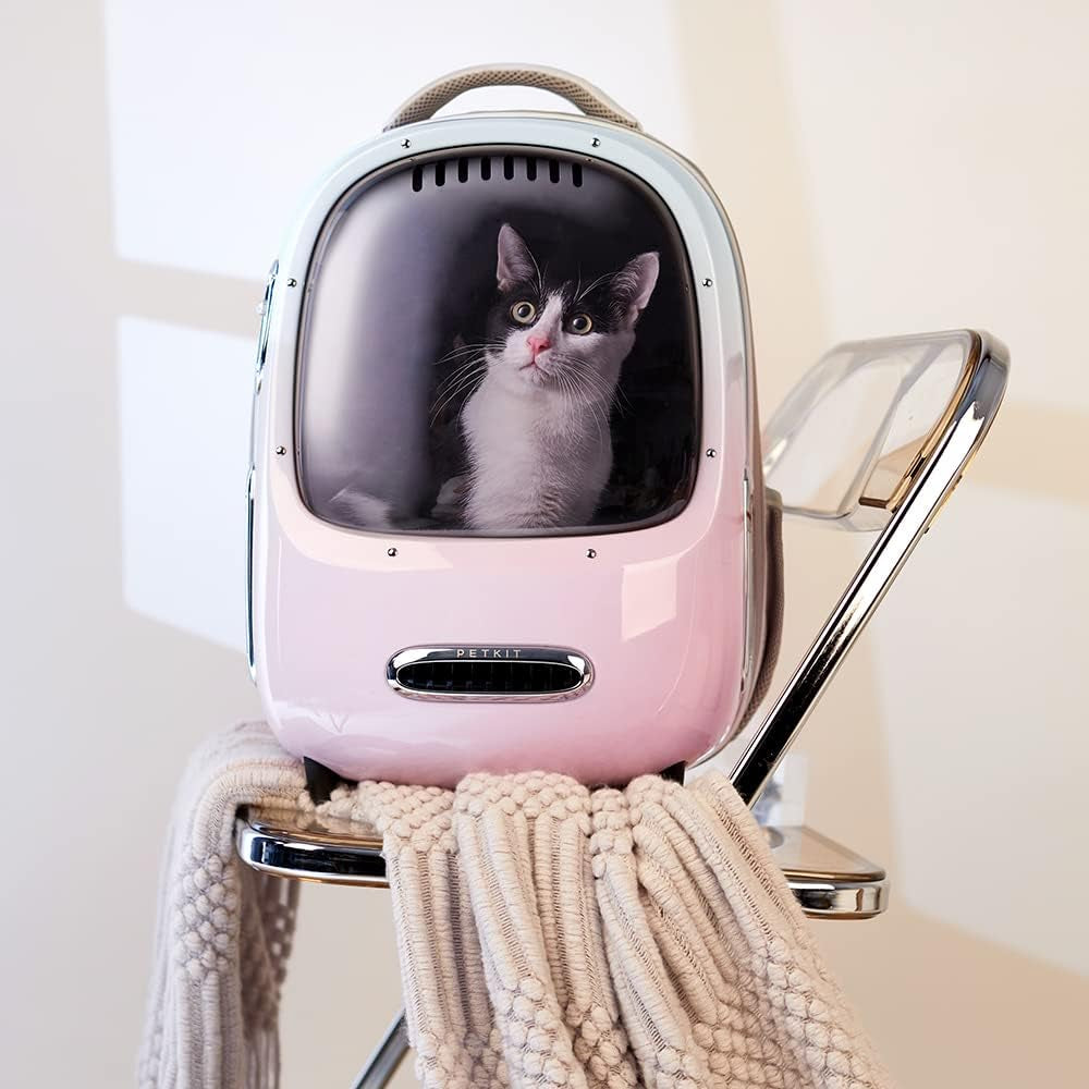 PetGadgetz PETKIT BreezyBack 2.0 – Airline-Approved Cat Backpack with Built-in Fan & Light Detachable, Ventilated Bubble Carrier for Cats & Small Dogs up to 17 lbs – Perfect for Travel, Hiking, and Daily Adventures