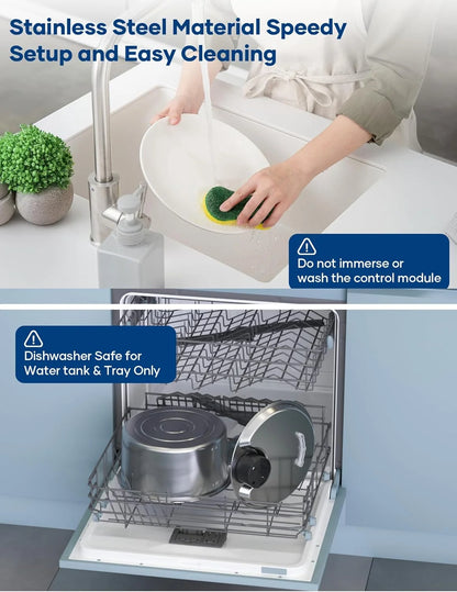 Tomxcute 108Oz/3.2L Wireless Cat Water Fountain, Cordless Stainless Steel Cat Drinking Fountain, Rechargeable Fountain with Sensor Timer for Cats