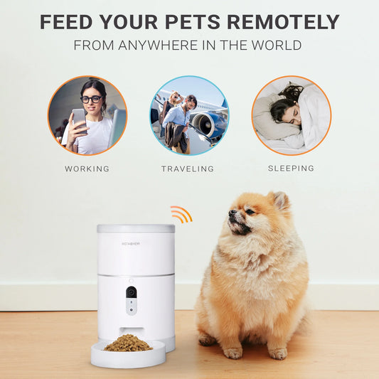Automatic Pet Feeder with HD Camera - 4L Smart Dry Food Dispenser for Cats & Dogs, 1080P Night Vision, 2-Way Audio, App-Controlled Portion Scheduling