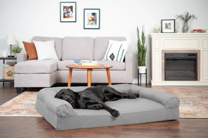 Pet Products Quilted Full Support Orthopedic Sofa Pet Bed for Dogs & Cats - Silver Gray, Jumbo Plus