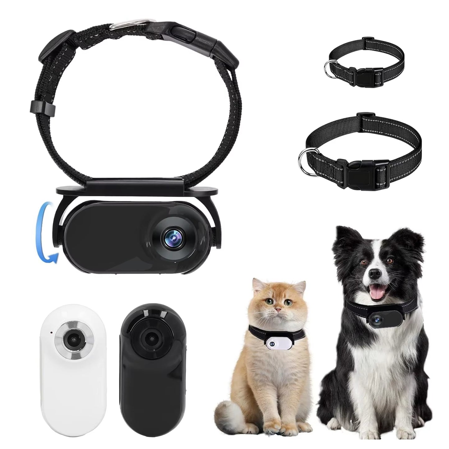 PetGadgetz P.O.V. CollarCam – 120° HD Pet Action Camera Adjustable Magnetic Clip, OTG Instant Share, 1080P Video – Perfect for Cats & Small Dogs