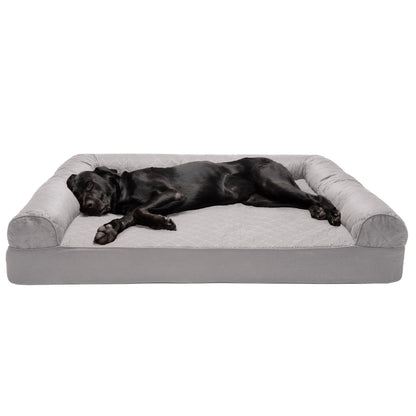Pet Products Quilted Full Support Orthopedic Sofa Pet Bed for Dogs & Cats - Silver Gray, Jumbo Plus